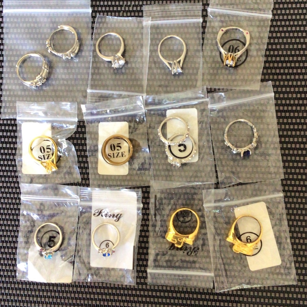 Bundle All 14 Rings Elegant Plated Silver and Gold Rings 14 Pieces Sizes 5 & 6